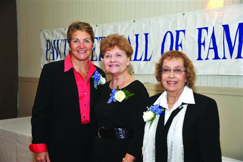 Person of the Year Senator Donna Nesselbush, left, and two Hall of Fame inductees, Joan Crawley and Miriam R. Plitt